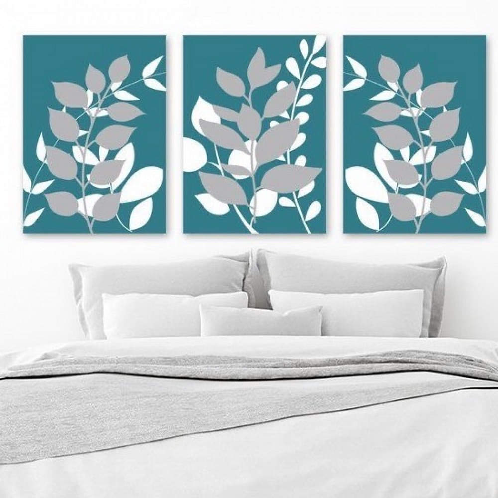 Leaves Illustration 3 Piece Wall Panel - photo