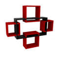 Engineered Wood Wall Shelf with Set of 5  (Black & Red) - top_view