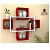 Intersecting Wall Mount Five Shelves (Modern, Red & White) - front_view