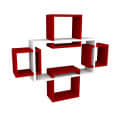 Intersecting Wall Mount Five Shelves (Modern, Red & White) - top_view