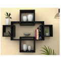 Intersecting Wall Mount Four Shelves  (Modern, Elegant Black) - photo