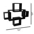Intersecting Wall Mount Four Shelves  (Modern, Elegant Black) - rear_view