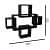 Intersecting Wall Mount Four Shelves  (Modern, Elegant Black) - rear_view