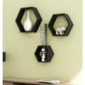 Wooden Wall Mount 3 Hexagon Floating Shelves (Black) - photo