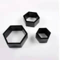 Wooden Wall Mount 3 Hexagon Floating Shelves (Black) - rear_view