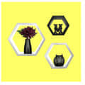 Wooden Wall Mount 3 Hexagon Floating Shelves (Black & White) - top_view