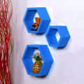 Wooden Wall Mount 3 Hexagon Floating Shelves - photo
