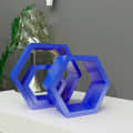 Wooden Wall Mount 3 Hexagon Floating Shelves - rear_view