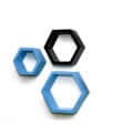 Wooden Wall Mount 3 Hexagon Floating Shelves - front_view