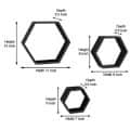 Wooden Wall Mount 3 Hexagon Floating Shelves (Brown) - rear_view