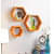 Wooden Wall Mount 3 Hexagon Floating Shelves (Orange) - top_view