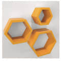 Wooden Wall Mount 3 Hexagon Floating Shelves (Orange) - rear_view