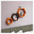 Wooden Wall Mount 3 Hexagon Floating Shelves (Orange & Brown) - front_view