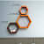 Wooden Wall Mount 3 Hexagon Floating Shelves (Orange & Brown) - rear_view