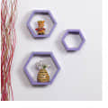 Wooden Wall Mount 3 Hexagon Floating Shelves (Purple) - front_view