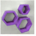 Wooden Wall Mount 3 Hexagon Floating Shelves (Purple) - top_view