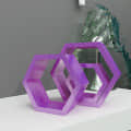Wooden Wall Mount 3 Hexagon Floating Shelves (Purple) - left_view