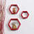 Wooden Wall Mount 3 Hexagon Floating Shelves (Red) - front_view