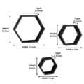 Wooden Wall Mount 3 Hexagon Floating Shelves (Red) - rear_view