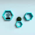 Wooden Wall Mount 3 Hexagon Floating Shelves (Sky Blue) - top_view