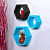 Kansai Wooden Wall Mount Hexagon Floating Shelves (Sky Blue & Black) - front_view