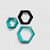 Kansai Wooden Wall Mount Hexagon Floating Shelves (Sky Blue & Black) - top_view