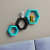 Kansai Wooden Wall Mount Hexagon Floating Shelves (Sky Blue & Black) - rear_view