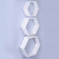 Kansai Wooden Wall Mount Hexagon Floating Shelves (White) - top_view