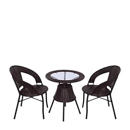 Outdoor Garden Patio Seating Set 1+2 (2 Chairs and 1 Table) (Brown) - photo