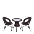 Outdoor Garden Patio Seating Set 1+2 (2 Chairs and 1 Table) (Brown) - photo