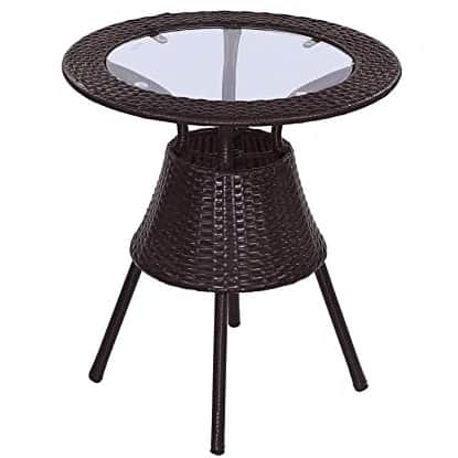 Outdoor Garden Patio Seating Set 1+2 (2 Chairs and 1 Table) (Brown) - top_view