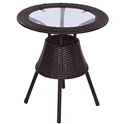 Outdoor Garden Patio Seating Set 1+2 (2 Chairs and 1 Table) (Brown)
