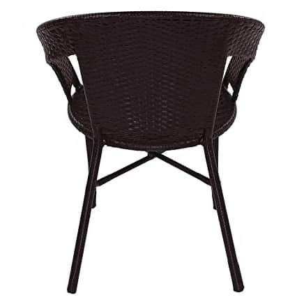 Outdoor Garden Patio Seating Set 1+2 (2 Chairs and 1 Table) (Brown) - rear_view