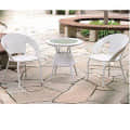Outdoor Garden Patio Seating Set 1+2 (2 Chairs and 1Table) (White) - photo