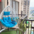 Kyoto Swing Chair With Cushion (White & Sky Blue) - front_view
