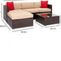 Outdoor 5 Seater Sofa Set With Cushion and Glass Table (Brown) - right_view