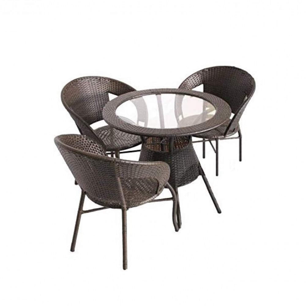 Outdoor / Indoor Chair Set 3+1 With Glass Table - photo