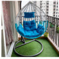 Kyoto Swing Chair With Cushion (White & Sky Blue) - photo