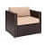 Outdoor 5 Seater Sofa Set With Cushion and Glass Table (Brown) - front_view