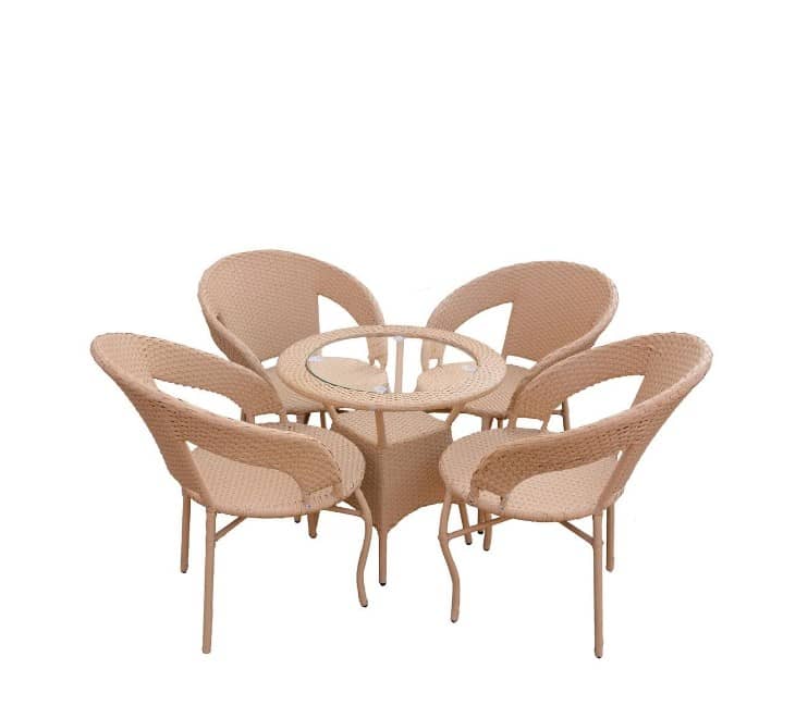 Garden Patio Seating Chair and Table Set (1Table & 4 Chairs)