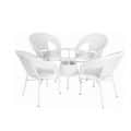 Outdoor Furniture Set in White Color (4 Chair & 1 Table with Glass) - photo