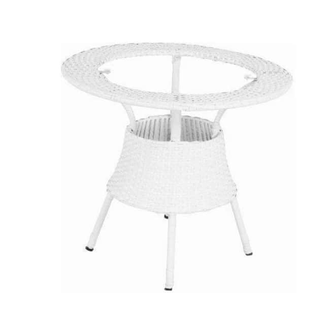 Outdoor Furniture Set in White Color (4 Chair & 1 Table with Glass) - front_view