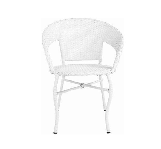 Outdoor Furniture Set in White Color (4 Chair & 1 Table with Glass) - top_view