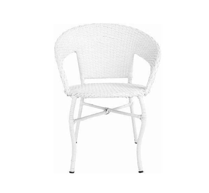 Outdoor Furniture Set in White Color (4 Chair & 1 Table with Glass)