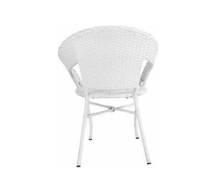 Outdoor Furniture Set in White Color (4 Chair & 1 Table with Glass) - rear_view