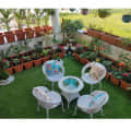 Outdoor Furniture Set in White Color (4 Chair & 1 Table with Glass) - left_view