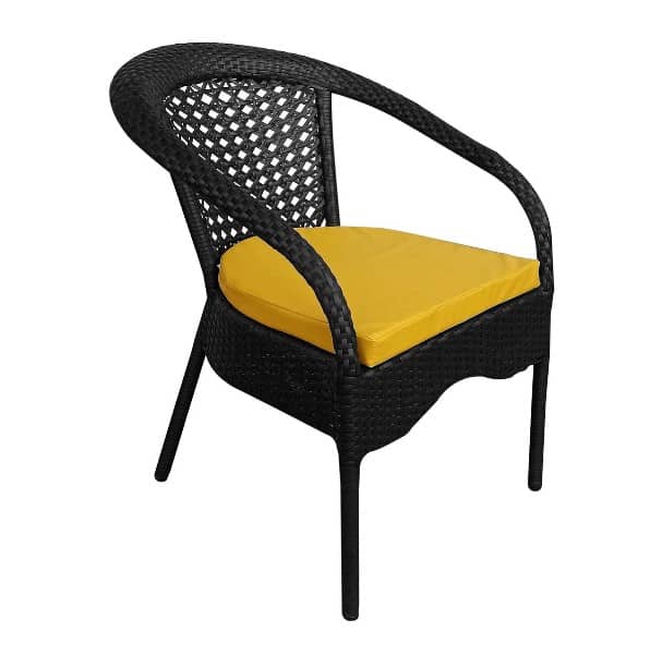 Patio Indoor/Outdoor Chair Set With Yellow Cushions (Set of 2)