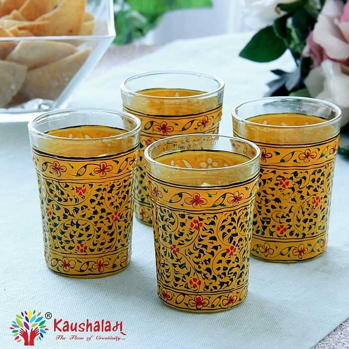 Hand Painted Tea Glass (Set of 4) - photo