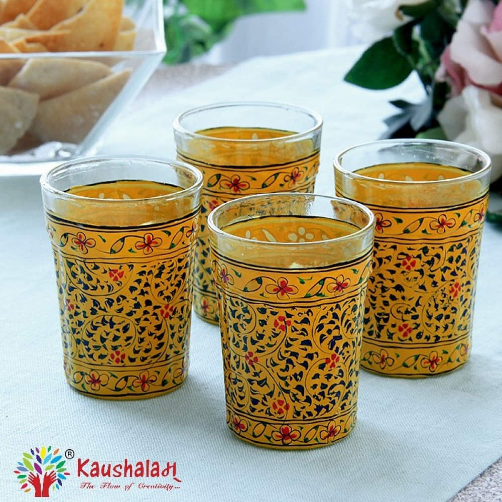 Hand Painted Tea Glass (Set of 4) - photo