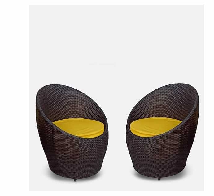Apple Patio Indoor/Outdoor Garden Chair Set With Yellow Cushions (2 Chair) - photo